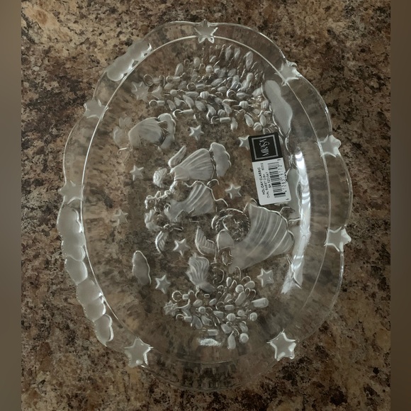 NWT Mikasa Holiday Classics Frosted Angels XMas Tree 9" Oval Sweet Dish Germany - Picture 4 of 7